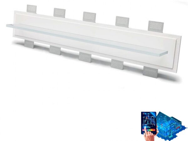 Applique incasso gesso belfiore 9010 glax big 2484c.3004 led 24v sistema wireless lampada parete - Belfiore - 9010