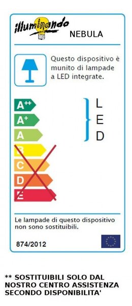 Abat-jour illuminando nebula lu 2 10w led 800lm 3000°k lampada tavolo dimmerabile metallo cromo acrilico moderna interno - Illuminando