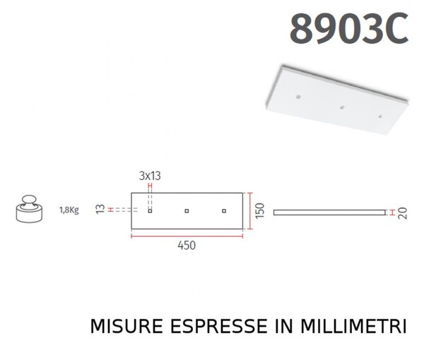 Plafoniera gesso belfiore 9010 flat tris 8903c.3040 led sistema wireless lampada soffitto - Belfiore - 9010