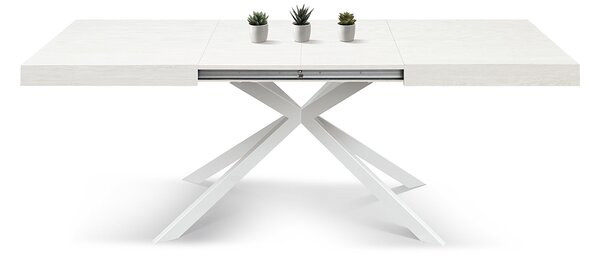 Tavolo allungabile bianco frassinato con gambe incrociate bianche family 160x90