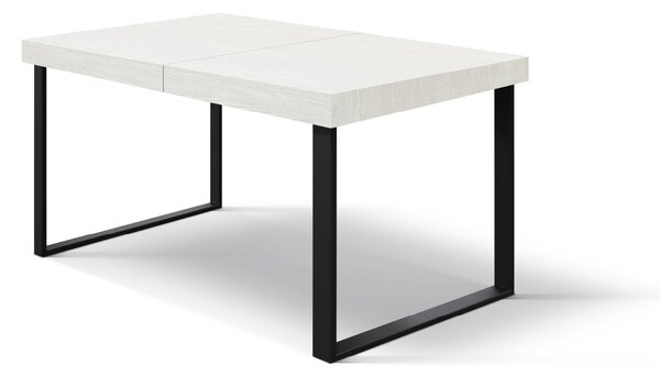 Tavolo allungabile bianco frassinato con gambe nere a U 160x90