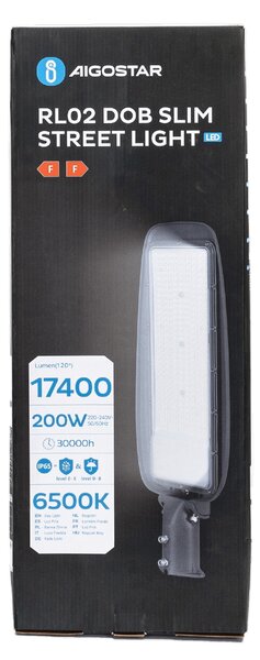 Lampione stradale Led Slim 200W Grigio IP65 Bianco freddo 6500K Aigostar