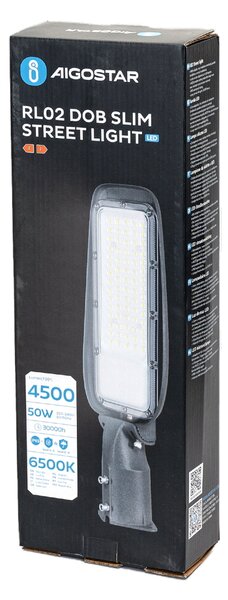 Lampione stradale Led Slim 50W Grigio IP65 Bianco freddo 6500K Aigostar