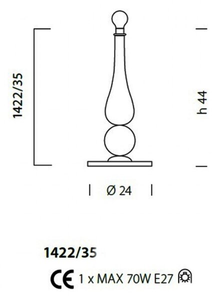 Abat-jour classica sylcom carola 1422 35 e27 led vetro murano lampada tavolo - Sylcom