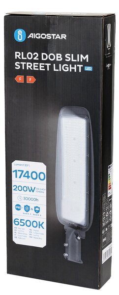 Lampione stradale Led Slim 200W Grigio IP65 Bianco freddo 6500K Aigostar