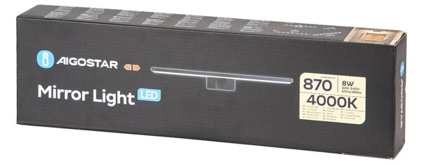 Lampada da specchio Led 8W Nero IP44 Bianco neutro 4000K Aigostar