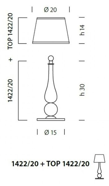 Abat-jour classica sylcom carola 1422 20 + top e14 led vetro murano lampada tavolo - Sylcom