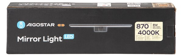 Lampada da specchio Led 8W Nero IP44 Bianco neutro 4000K Aigostar