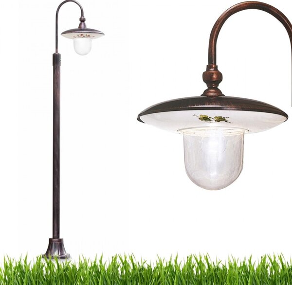Lampioncino palo classico latina a672 te e27 led alluminio ceramica lampada terra - Ferroluce