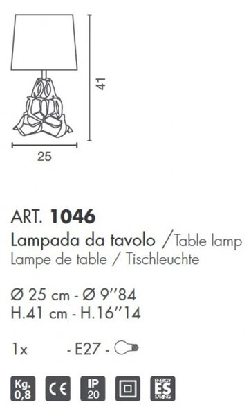 Abat-jour moderno selene anais 1046 011 009 e27 led metallo tessuto lampada tavolo - Selene Illuminazione