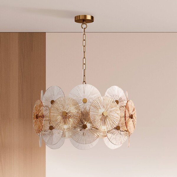 Maytoni Lampada a sospensione in vetro Aster, dimmerabile, Ottone / Oro, Soggiorno / Sala da pranzo, Vetro, Lampada a sospensione