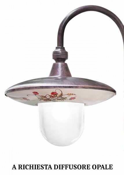Lampioncino palo classico latina a672 te e27 led alluminio ceramica lampada terra - Ferroluce