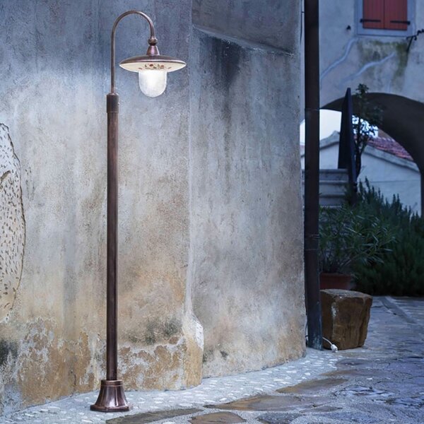 Lampioncino palo classico latina a672 te e27 led alluminio ceramica lampada terra - Ferroluce