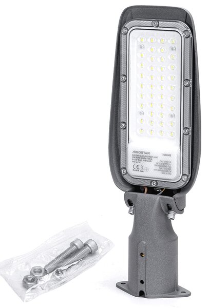 Lampione stradale Led Slim 30W Grigio IP65 Bianco freddo 6500K Aigostar