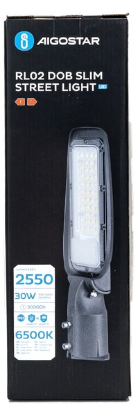 Lampione stradale Led Slim 30W Grigio IP65 Bianco freddo 6500K Aigostar