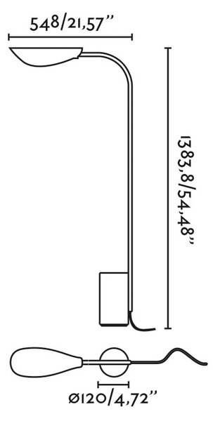 FARO BARCELONA Liggera, piantana, nero, acciaio, altezza 138,3 cm