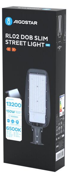 Lampione stradale Led Slim 150W Grigio IP65 Bianco freddo 6500K Aigostar