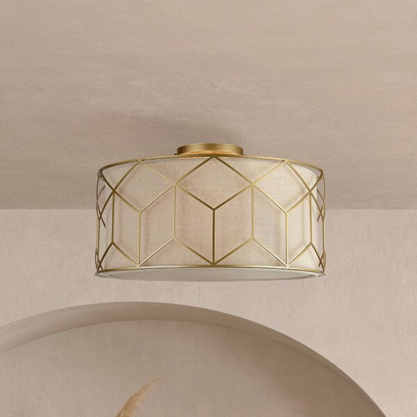Maytoni Plafoniera soffitto Messina, dimmerabile, Ottone / Oro, Soggiorno / Sala da pranzo, Tessuto / Stoffa / Seta, Plafoniera