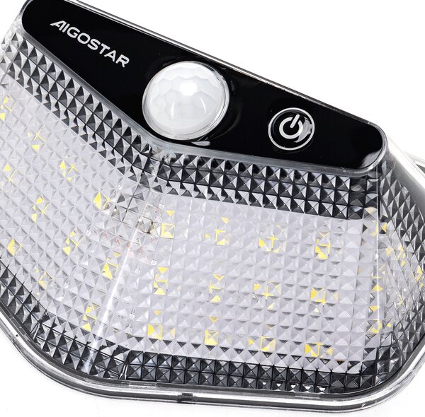 Applique Led multiangolo 20W Nero con pannello solare IP65 Bianco freddo 6500K con sensore crepuscolare e di movimento Aigostar