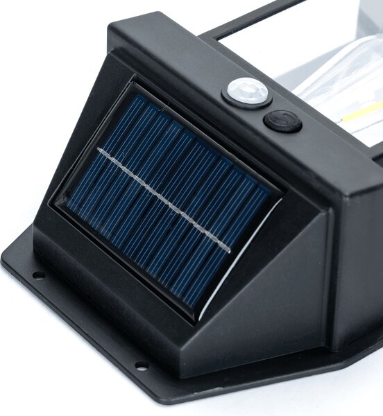 Applique Led 10W Nero con pannello solare IP65 Bianco caldo 2700K con sensore crepuscolare e di movimento Aigostar
