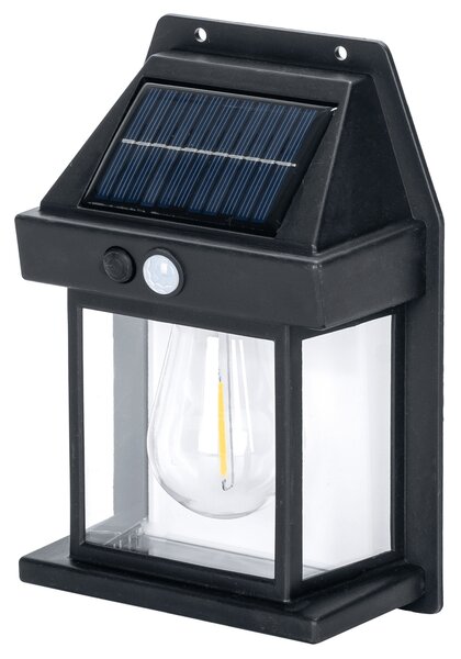 Applique Led 10W Nero con pannello solare IP65 Bianco caldo 2700K con sensore crepuscolare e di movimento Aigostar