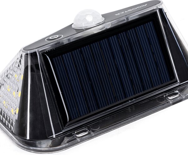 Applique Led multiangolo 20W Nero con pannello solare IP65 Bianco freddo 6500K con sensore crepuscolare e di movimento Aigostar