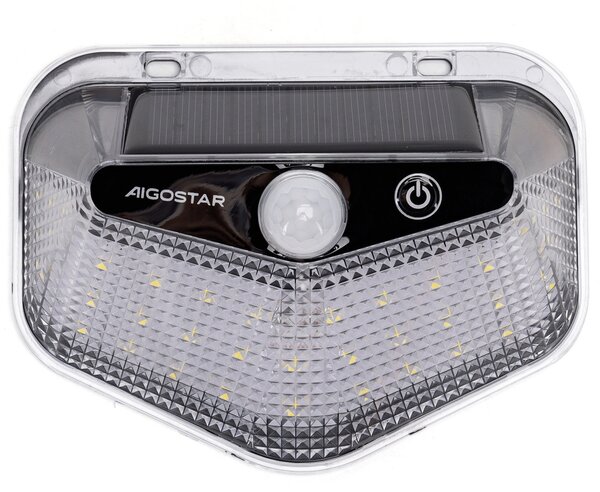 Applique Led multiangolo 20W Nero con pannello solare IP65 Bianco freddo 6500K con sensore crepuscolare e di movimento Aigostar