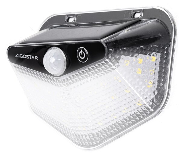 Applique Led multiangolo 20W Nero con pannello solare IP65 Bianco freddo 6500K con sensore crepuscolare e di movimento Aigostar