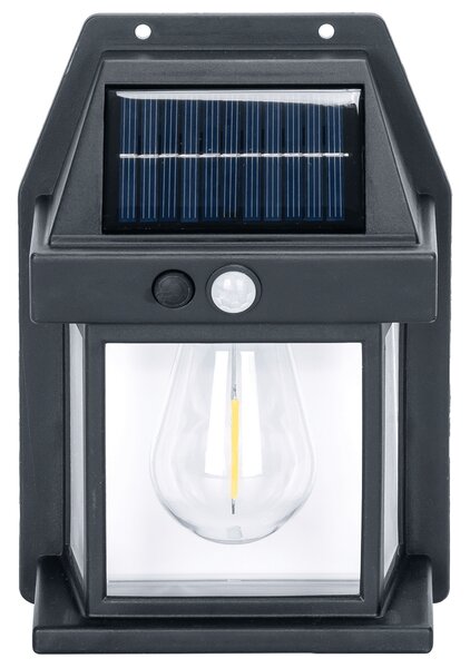 Applique Led 10W Nero con pannello solare IP65 Bianco caldo 2700K con sensore crepuscolare e di movimento Aigostar