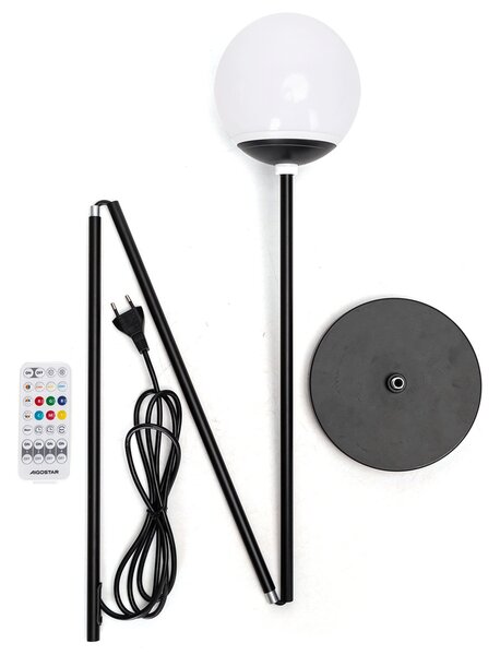 Lampada da terra a piantana Smart 8W nera Bluetooth Mesh RGB + CCT con telecomando Aigostar