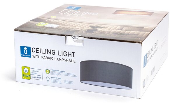 Lampadario da soffitto Tissue Grigio 2 x E27 Aigostar