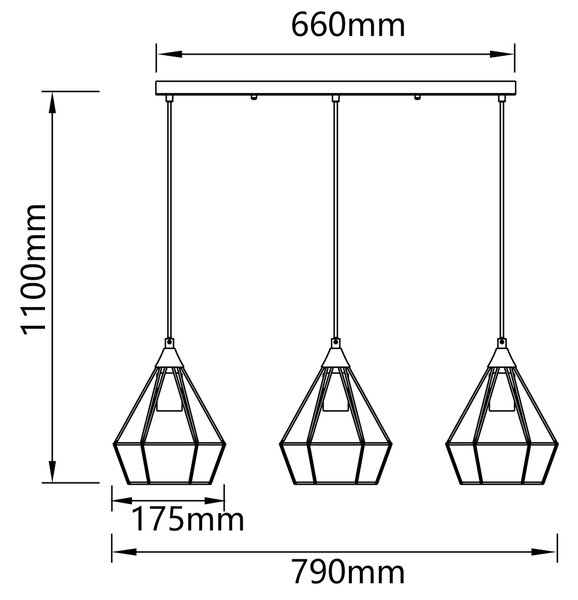 Lampadario da soffitto Triple Nero opaco 3 x E27 Aigostar