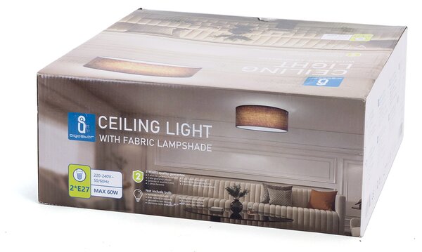 Lampadario da soffitto Tissue Grigio 2 x E27 Aigostar