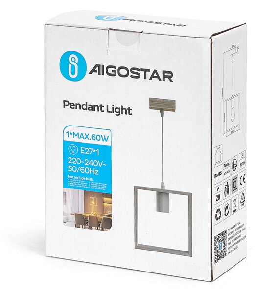 Lampadario da soffitto Ruby Marrone in legno 1 x E27 Aigostar