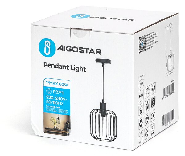 Lampadario da soffitto Hamper Nero opaco 1 x E27 Aigostar