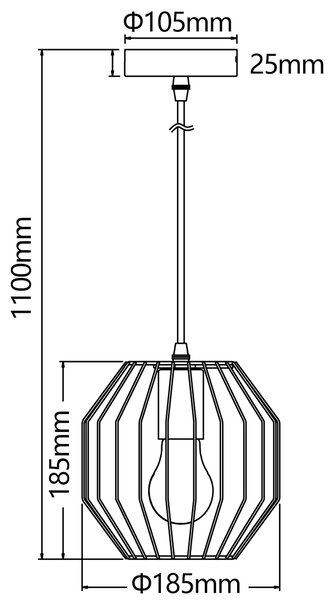 Lampadario da soffitto Exagon Nero opaco 1 x E27 Aigostar