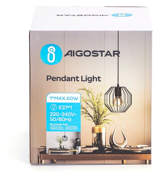 Lampadario da soffitto Exagon Nero opaco 1 x E27 Aigostar