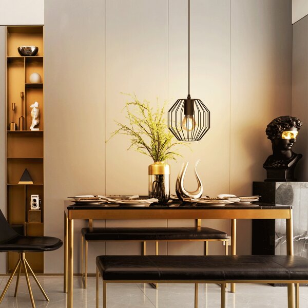 Lampadario da soffitto Exagon Nero opaco 1 x E27 Aigostar