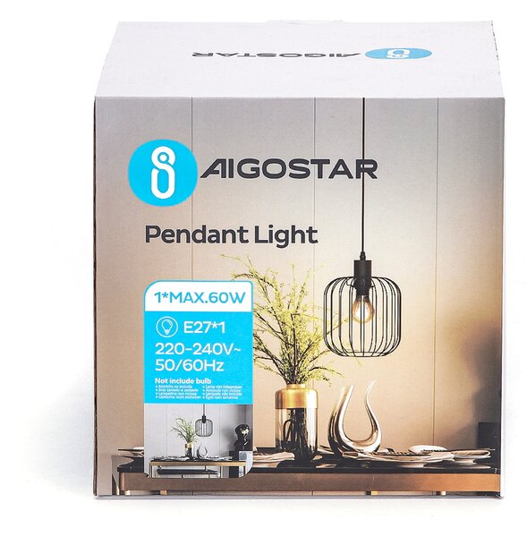 Lampadario da soffitto Hamper Nero opaco 1 x E27 Aigostar