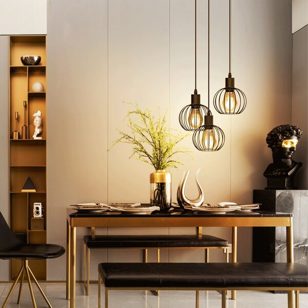 Lampadario da soffitto Trio Nero opaco 3 x E27 Aigostar