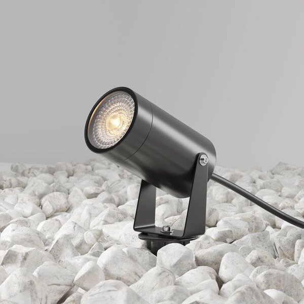 Maytoni Scope, faretto con picchetto a terra, nero, alluminio, IP65 dimmerabile, Nero, Alluminio, Moderno