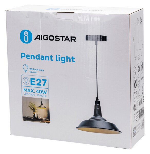 Lampadario da soffitto Dish Nero opaco 1 x E27 Aigostar