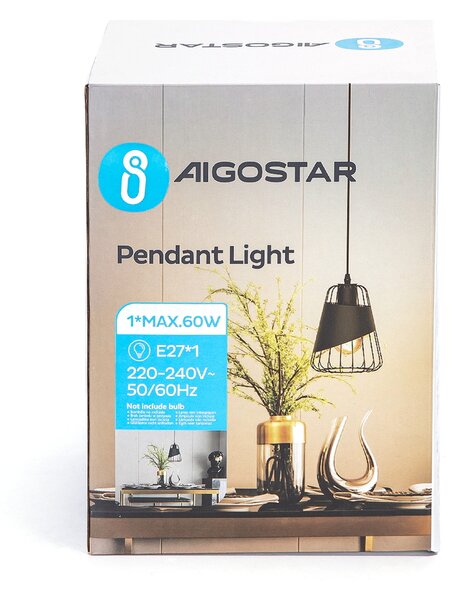Lampadario da soffitto Fuse Nero opaco 1 x E27 Aigostar