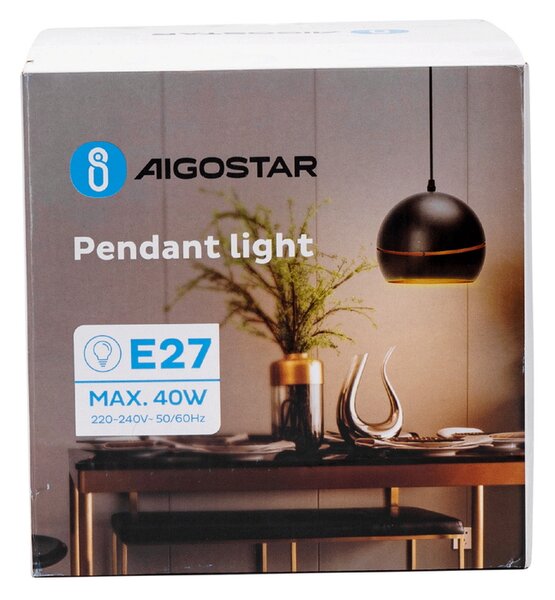 Lampadario da soffitto Helm Nero opaco 1 x E27 Aigostar