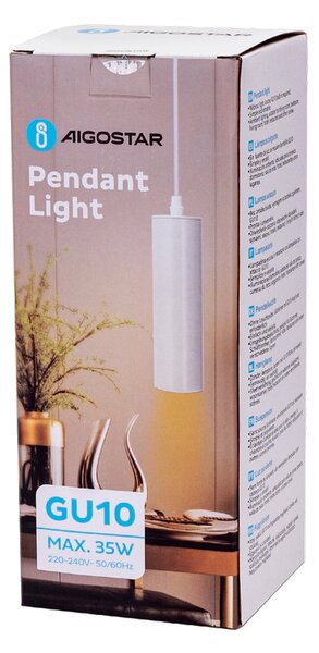 Lampadario Pendel Pipe in metallo Bianco a sospensione 1 x GU10 Aigostar