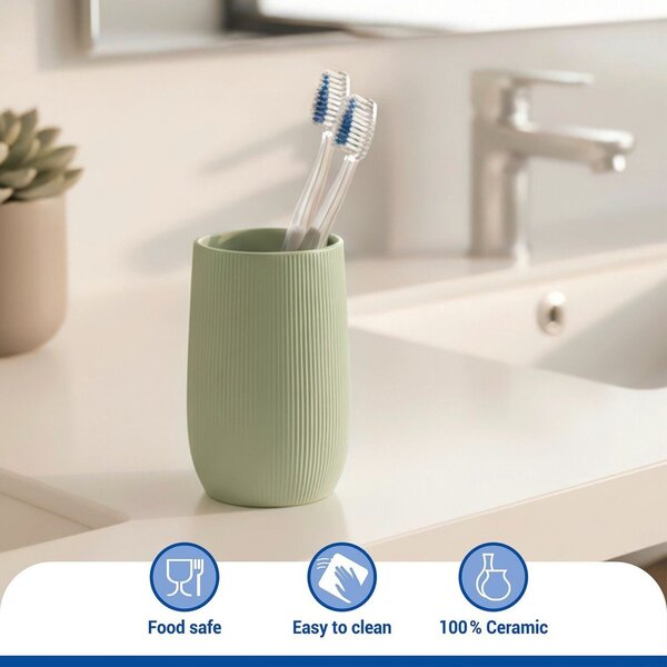 Portaspazzolino verde in ceramica Fablo – Wenko