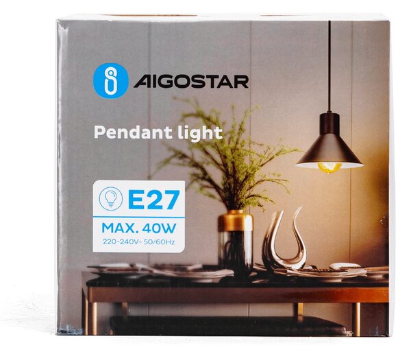 Lampadario da soffitto Cone Nero opaco 1 x E27 Aigostar