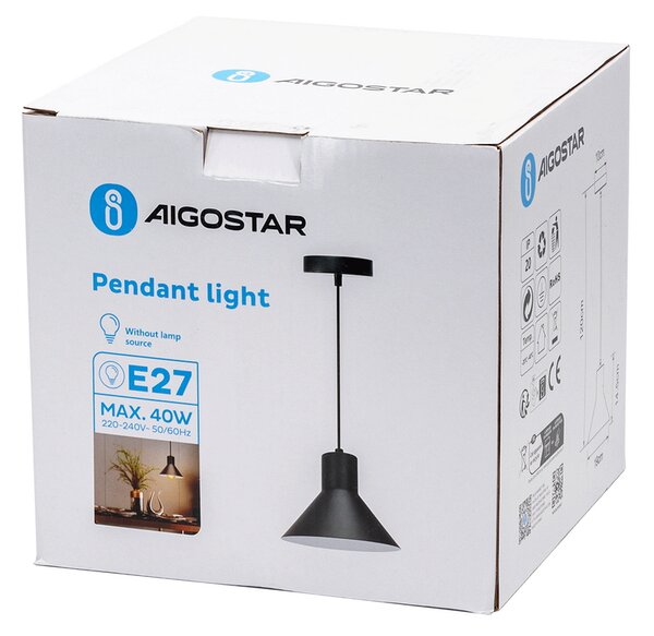 Lampadario da soffitto Cone Nero opaco 1 x E27 Aigostar
