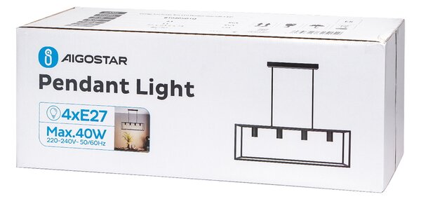 Lampadario da soffitto Piped Nero opaco 4 x E27 Aigostar