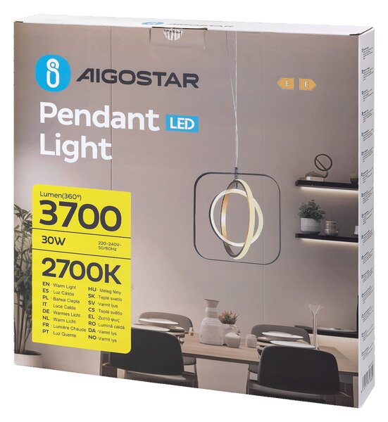 Lampadario da soffitto Meridian Nero e oro 30W Bianco caldo 2700K Aigostar